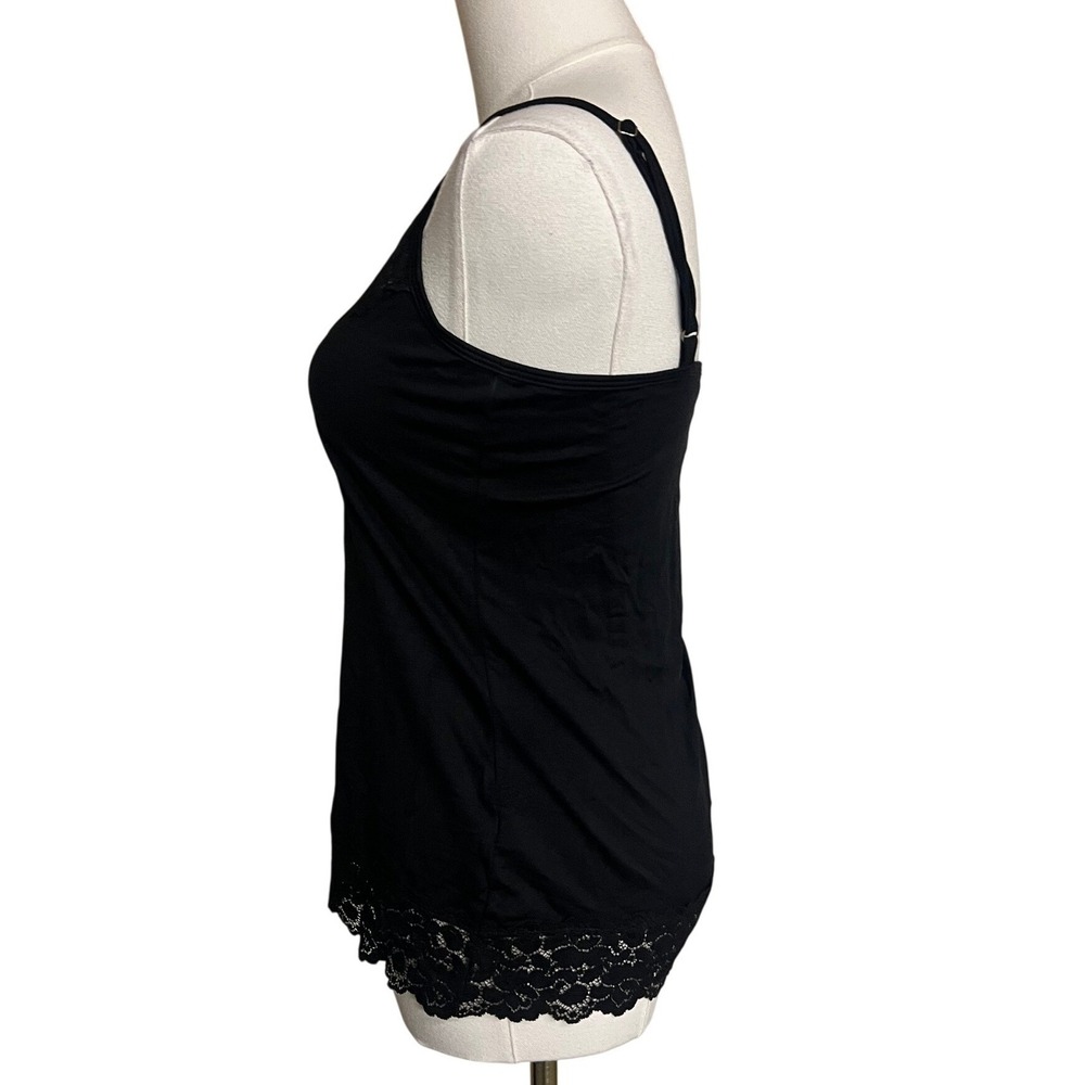 White House Black Market Black Lace Trim Camisole Tank Top Womens Size M USA Y2K - Picture 3 of 10